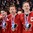 MOSCOW, RUSSIA - MAY 22: Canada's Matt Duchene #9, Michael Matheson #7 and Corey Perry #24 enjoy their national anthem after winning 2-0 during gold medal game action at the 2016 IIHF Ice Hockey World Championship. (Photo by Andrea Cardin/HHOF-IIHF Images)

